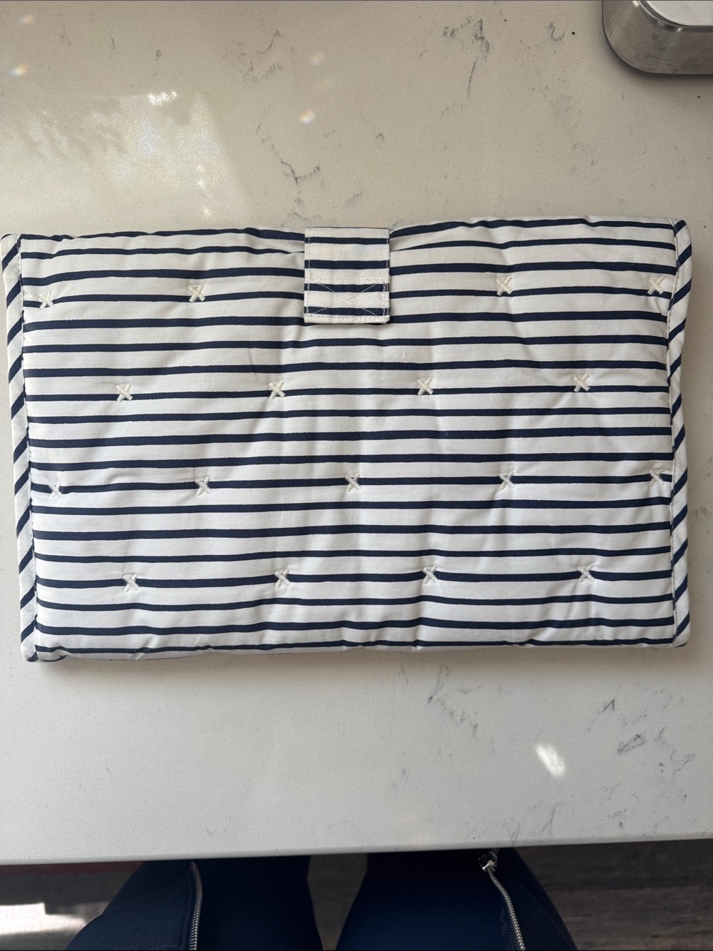 Pehr Navy Stripe Quilted Changing Pad Pouch for Kids - Picture 2 of 6